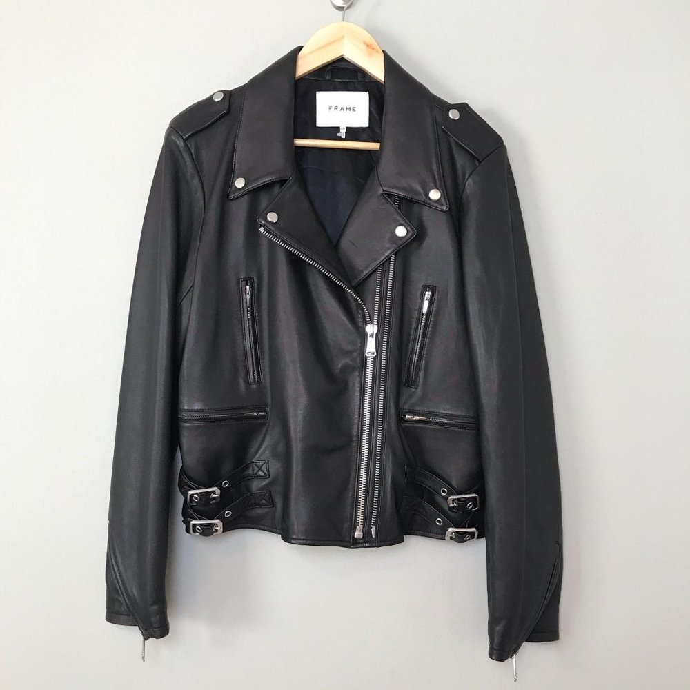 NEW FRAME PCH Leather Jacket Noir Size Large - Picture 9 of 16